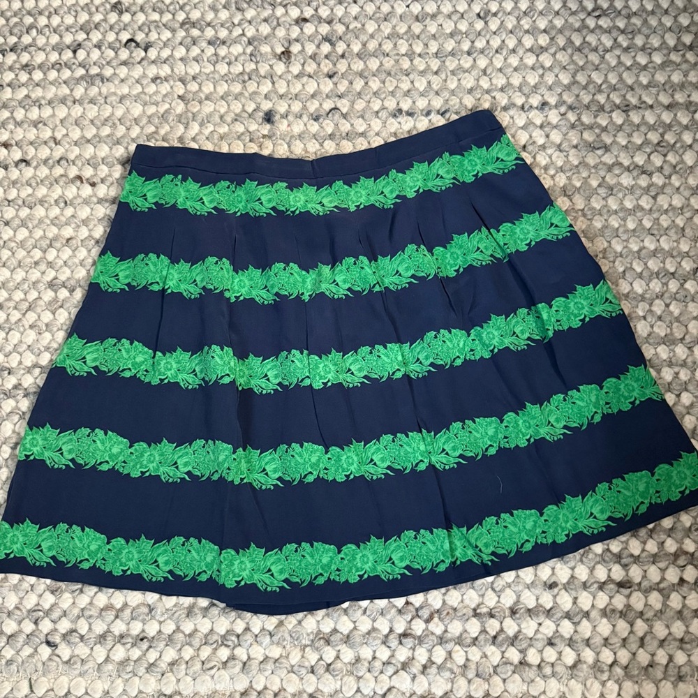J. Crew Navy and Green Mini Skirt